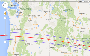 Total Solar Eclipse 2017 track across Oregon and Idaho