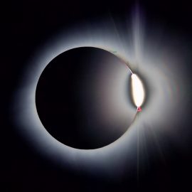 Diamond Ring and prominences at C3 Total Solar Eclipse observed from the Discovery Princess offshore from Mazatlan, Mexico