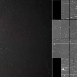 Satellite streaks in the night sky