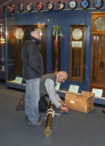 David Lee and Sid Sidhu at the Centre of the Universe Disassembling the Bryden telescope for display at the RBCM for Astronomy Day 2014,